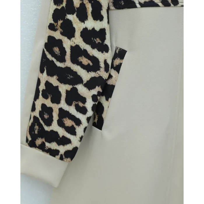 Gömlek Yaka Boydan Fermuarlı Pantolonlu Takım   -Bej