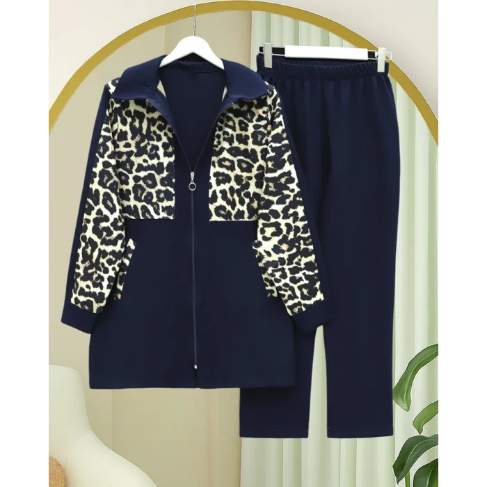 Gömlek Yaka Boydan Fermuarlı Pantolonlu Takım   -Laci