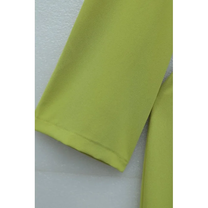 Hakim Yaka Belden Bağlamalı Elbise  -Yağ Yeşili