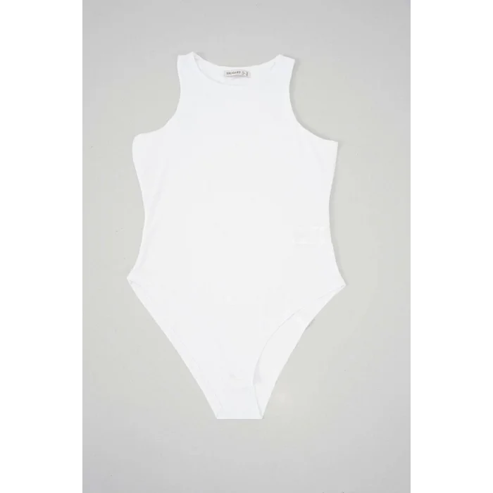 Halter Yaka Çıtçıtlı Body 972 - Beyaz