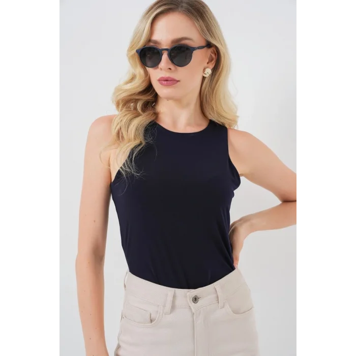Halter Yaka Çıtçıtlı Body 972 - Lacivert