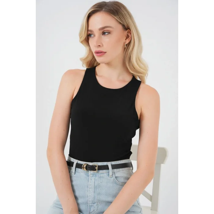 Halter Yaka Çıtçıtlı Body 972 - Siyah