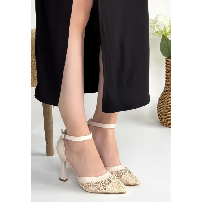 Hejja Bej Cilt Tül Detaylı Topuklu Ayakkabı