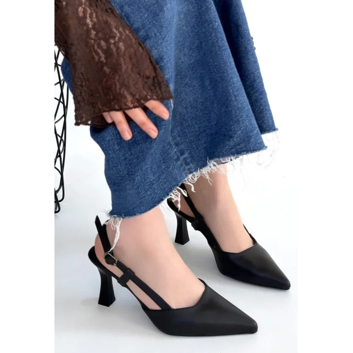 Hoost Siyah Cilt Topuklu Ayakkabı