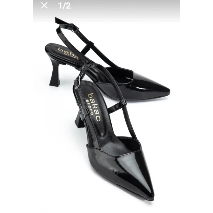 Hoost Siyah Rugan Topuklu Ayakkabı