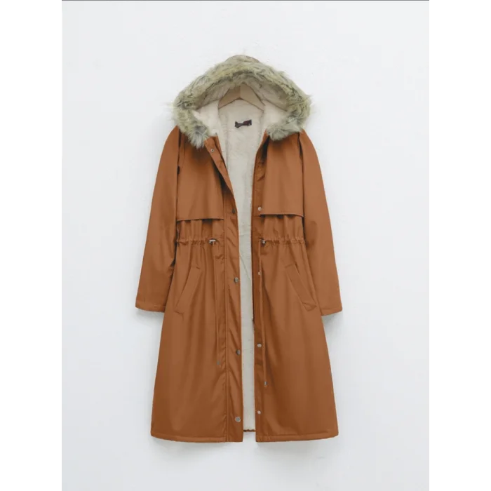 İçi Peluşlu Sabit Kapşonlu Tünel Bağcıklı Uzun Mont-Hardal