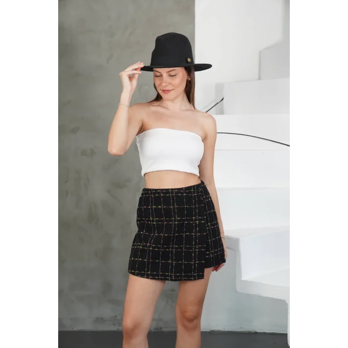 İki düğmeli şort etek siyah h26414