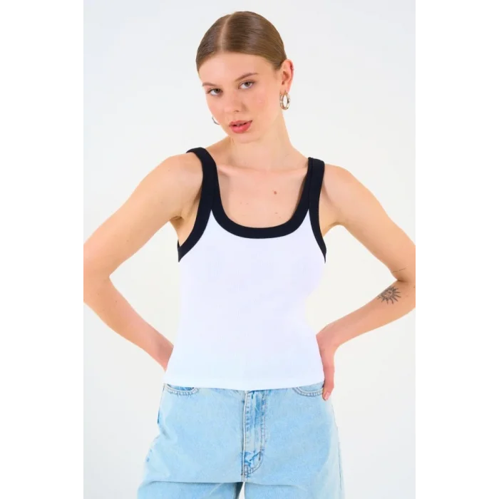 İki Renkli Atlet - Beyaz-Siyah