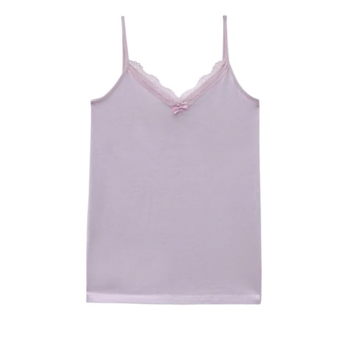 İp Askılı Dantelli Atlet   -Açık Lila
