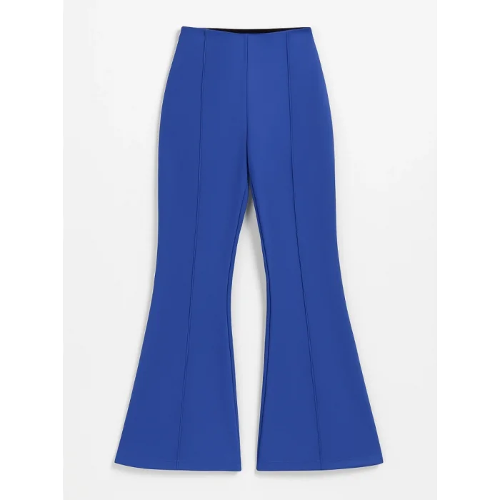 İspanyol Paça Beli Lastikli Likralı Pantolon -Saks