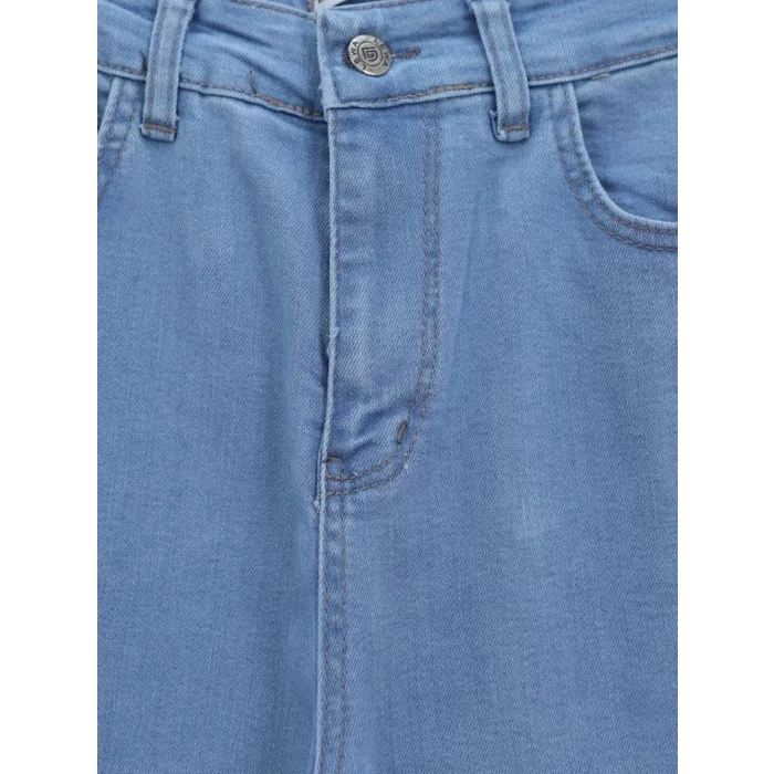 İspanyol Paça Yüksek Bel Kot Pantolon   -Açık Mavi