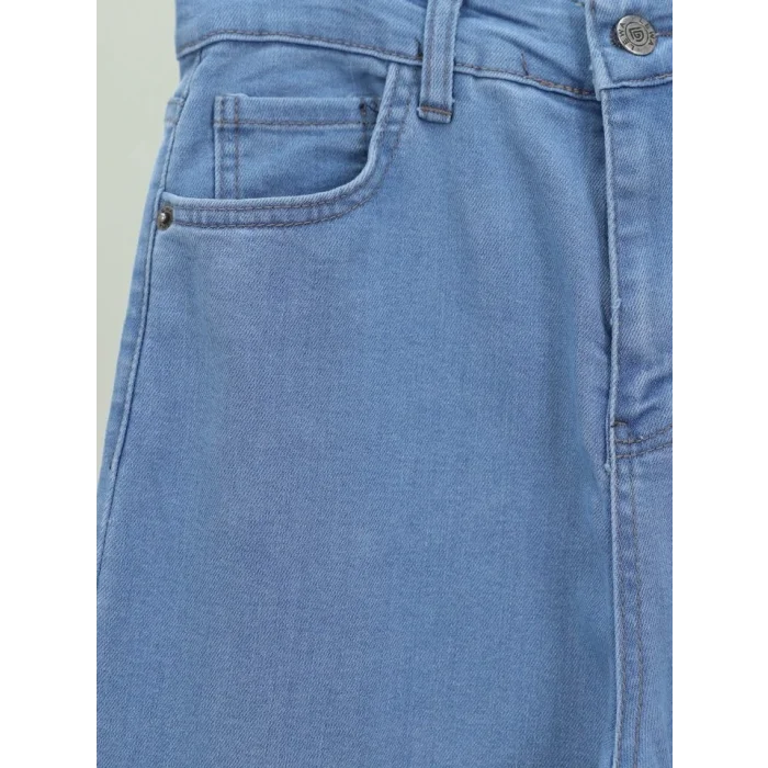 İspanyol Paça Yüksek Bel Kot Pantolon   -Açık Mavi