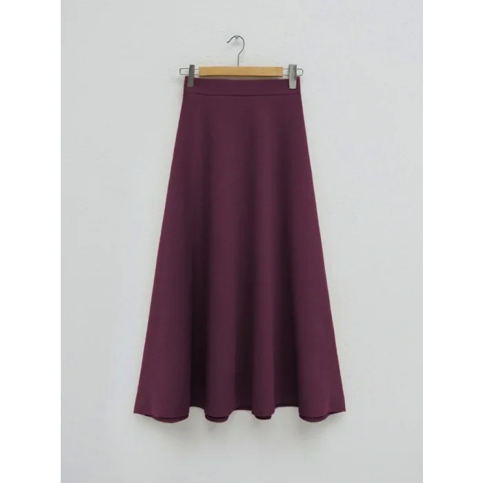 İthal Likralı Krep Kumaş Kiloş Çan Etek   -Bordo