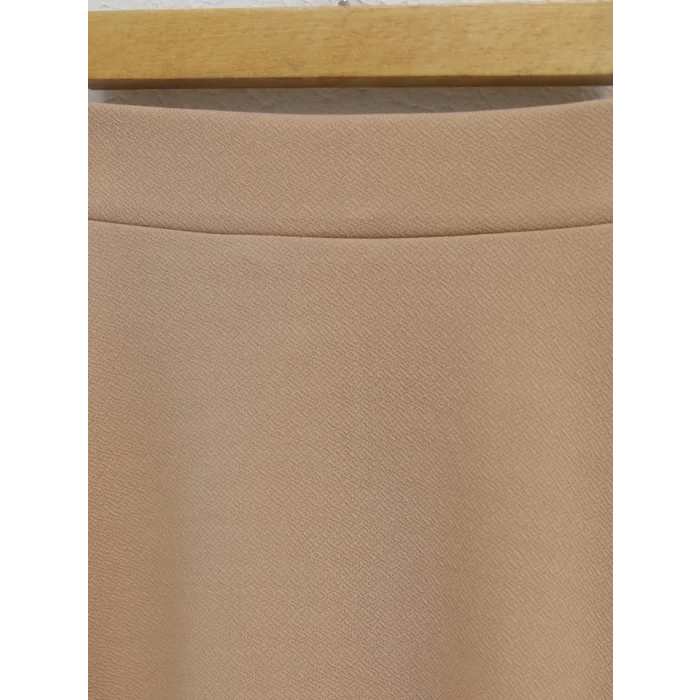 İthal Likralı Krep Kumaş Kiloş Çan Etek -Vizon