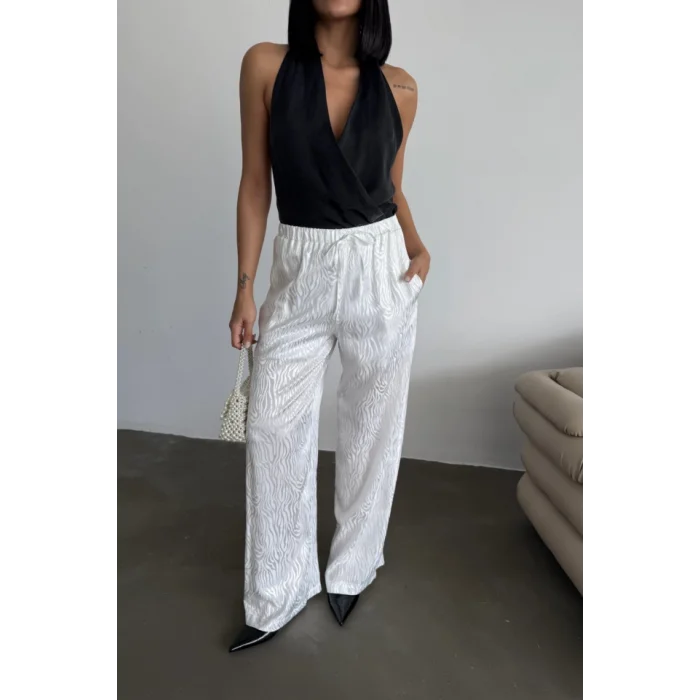 JAKAR SATEN PANTOLON - Beyaz