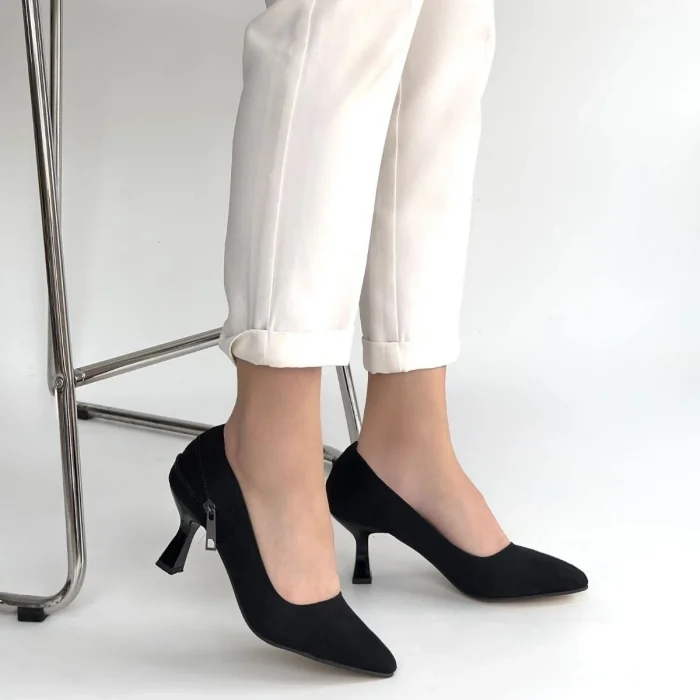 Jedi Siyah Süet Topuklu Ayakkabı