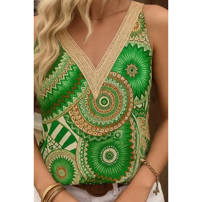 Kadın Askılı V Yaka Dantelli Süprem Bluz