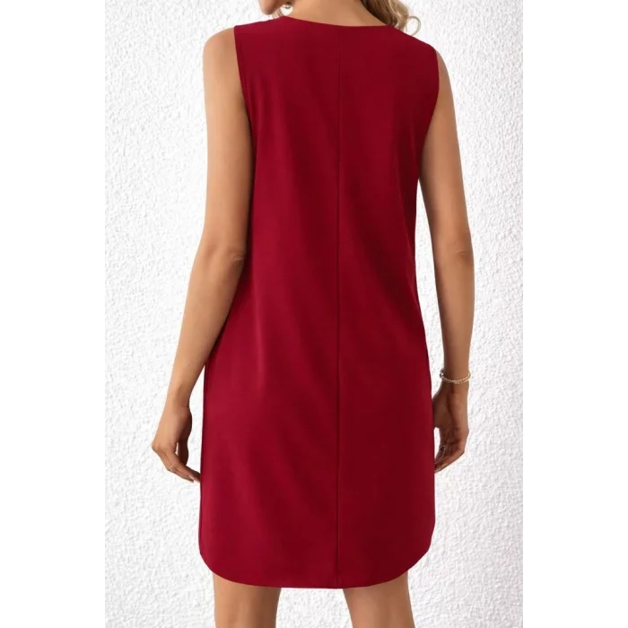 Kadın Askılı V Yakalı Mini Ithal Krep Elbise