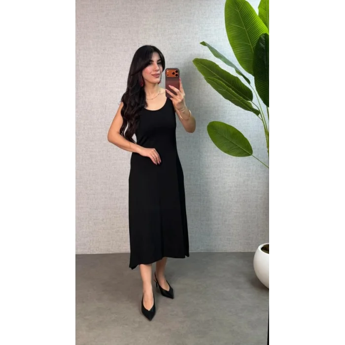 Kadın Askılı Yuvarlak Yaka Süprem Kumaş Elbise