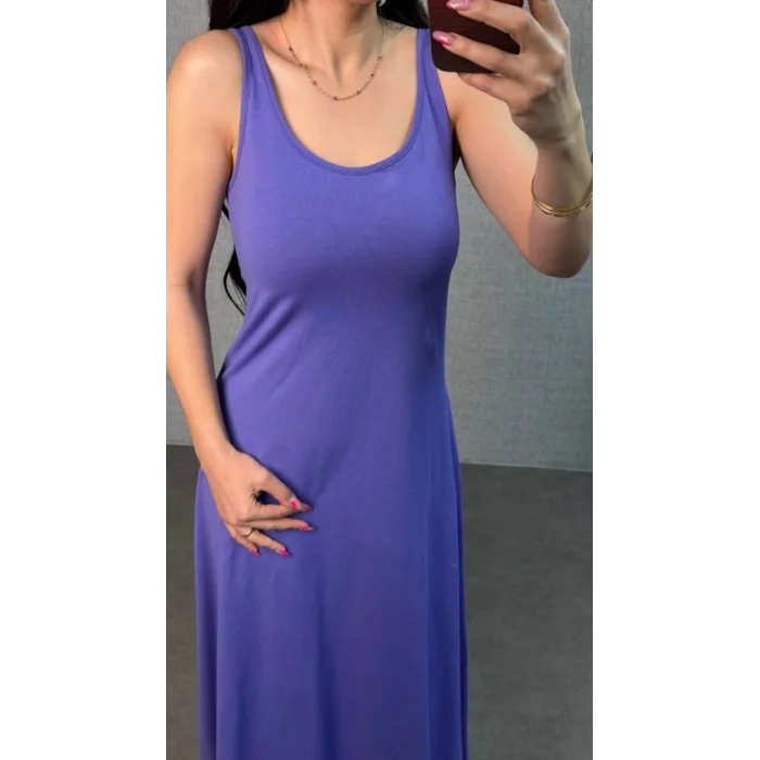 Kadın Askılı Yuvarlak Yaka Süprem Kumaş Elbise