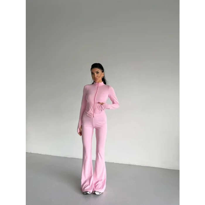 Kadın Balıkçı Yaka Cep Detaylı Ceket Ve Ispanyol Paça Spor Ikili Takım