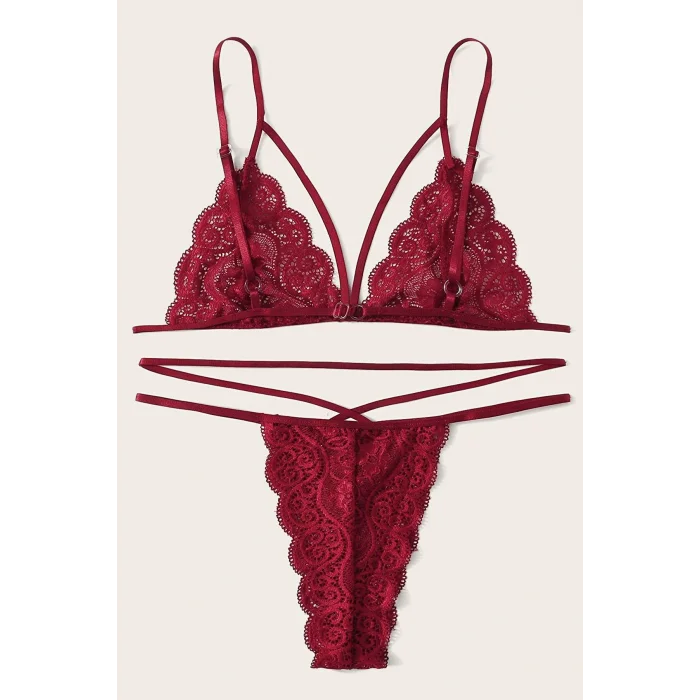 Kadın Bordo Dantel Sütyen Külot Takımı – Modern, Konforlu ve Günlük Kombinlere Uygun