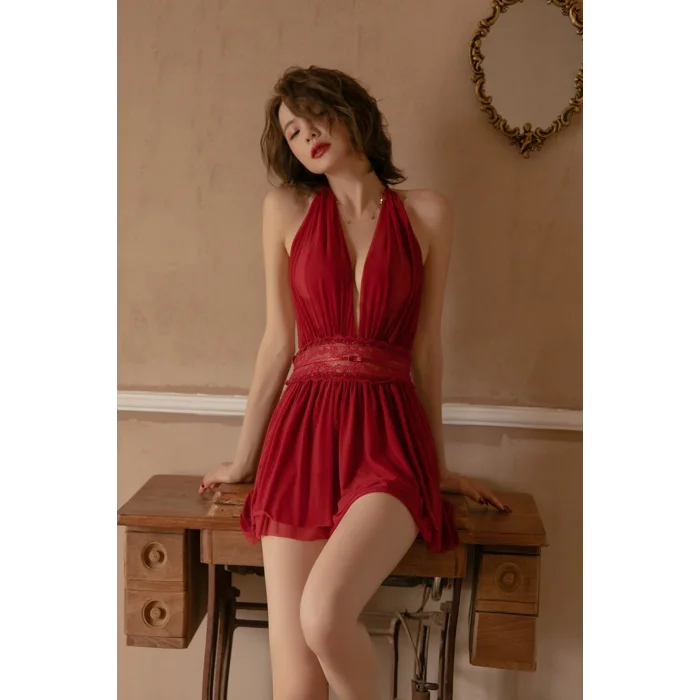 Kadın Bordo Sırtı Açık Beli Dantelli Gecelik Takım – Modern, Konforlu ve Günlük Kombinlere Uygun