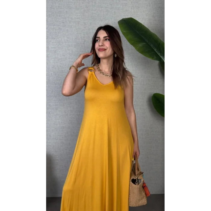 Kadın çan Dokuma Kumaş V Yaka Asimetrik Kesim Elbise