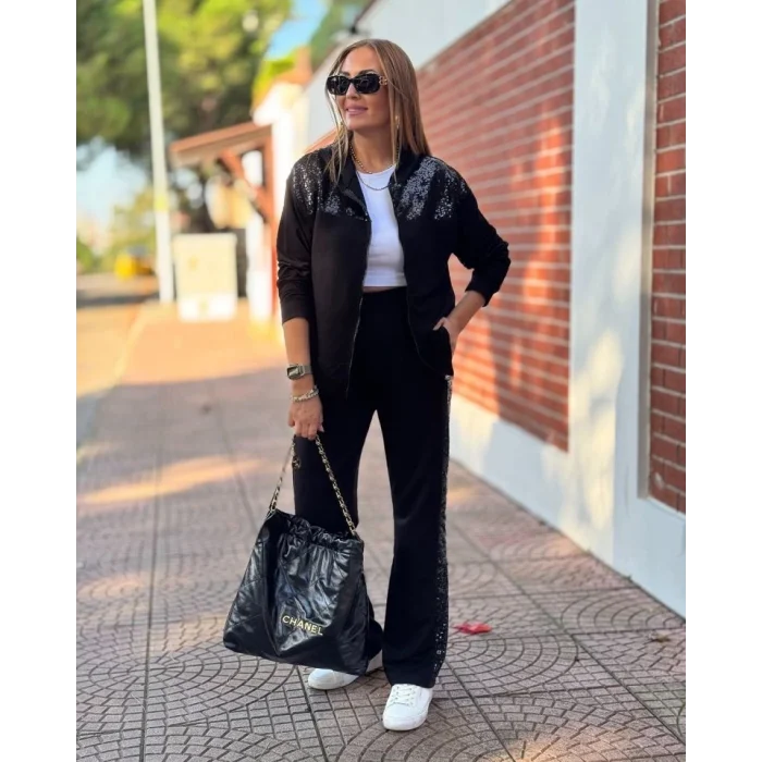 Kadın Iki Iplik Kumaş Pul Ve Fermuar Detaylı Ikili Takım