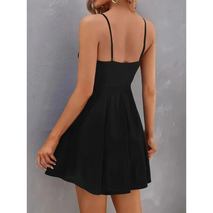 Kadın Ip Askılı Kruvaze Yakalı Kiloş Ithal Krep Elbise