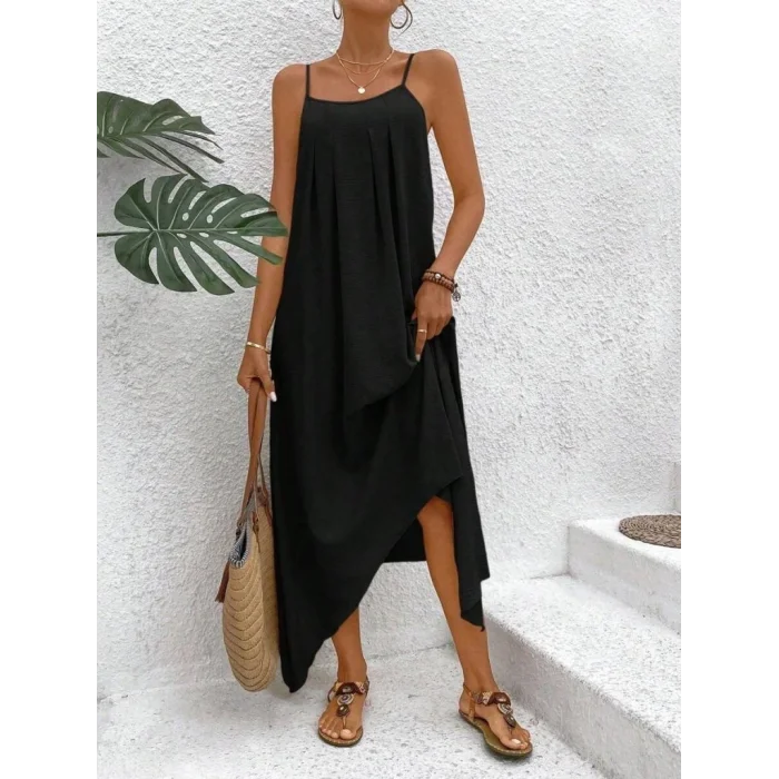 Kadın Ip Askılı V Yakalı Asimetrik Detaylı Aerobin Elbise