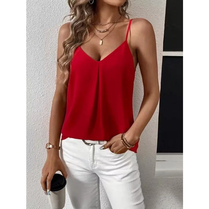 Kadın Ip Askılı V Yakalı Sandy Bluz