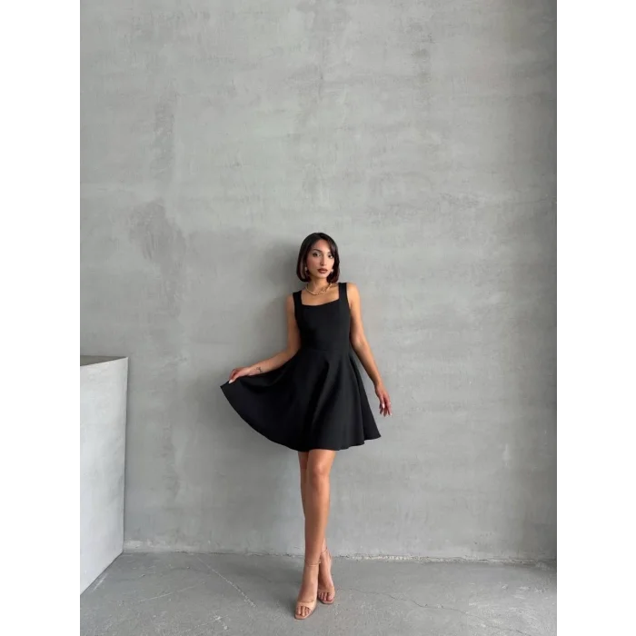 Kadın kare yaka kısa elbise s251188