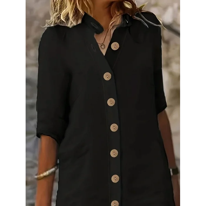 Kadın Kısa Kollu Hakim Yaka önden Düğmeli Kısa Müslim Elbise