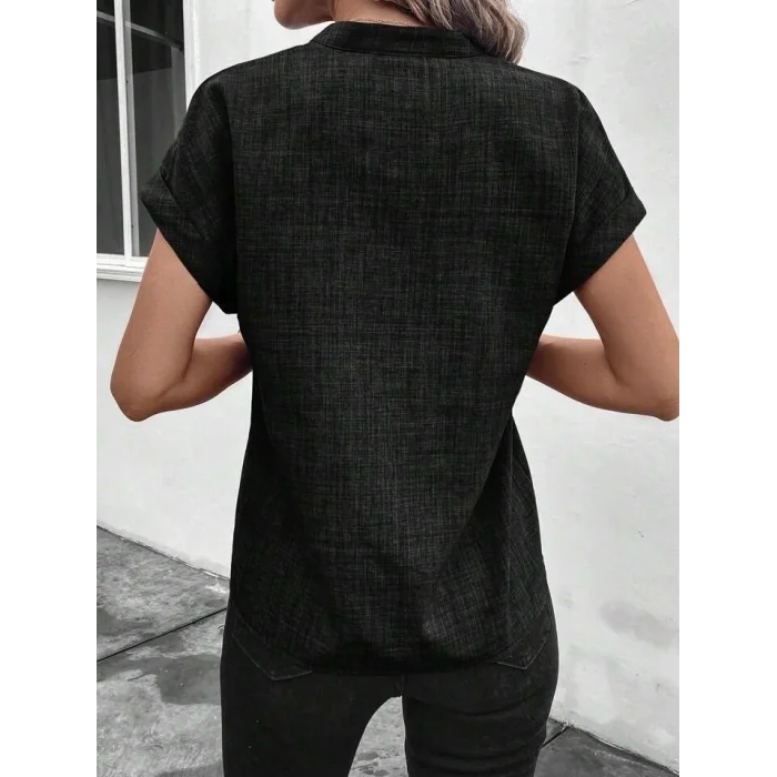 Kadın Kısa Kollu Hakim Yaka Sofya Bluz