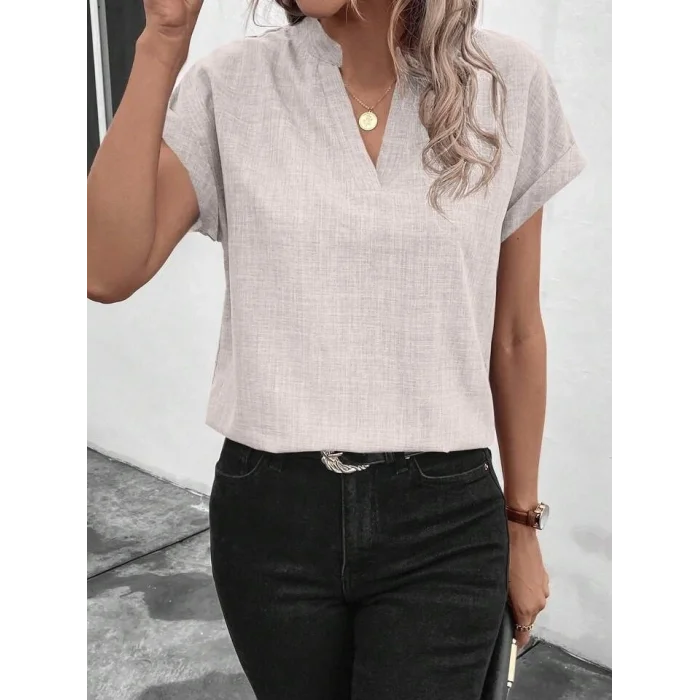 Kadın Kısa Kollu Hakim Yaka Sofya Bluz