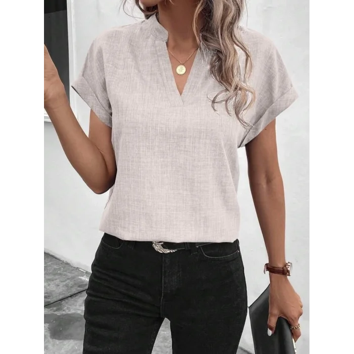 Kadın Kısa Kollu Hakim Yaka Sofya Bluz