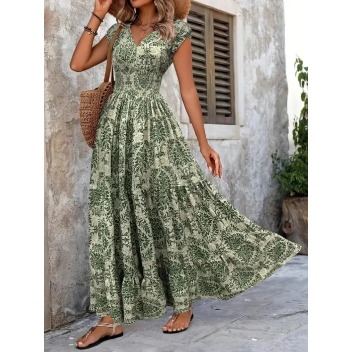 Kadın Kısa Kollu Kruvaze Yaka Beli Lastikli Süprem