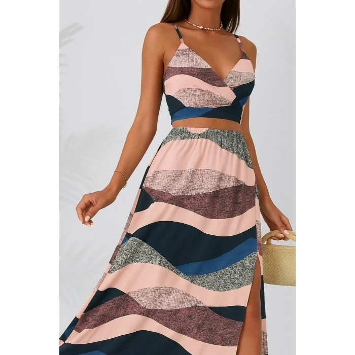 Kadın Kolsuz Askılı Crop Ikili Süprem Takım