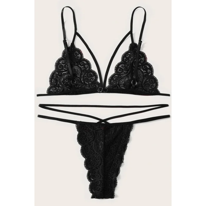 Kadın Siyah Dantel Sütyen Külot Takımı – Modern, Konforlu ve Günlük Kombinlere Uygun