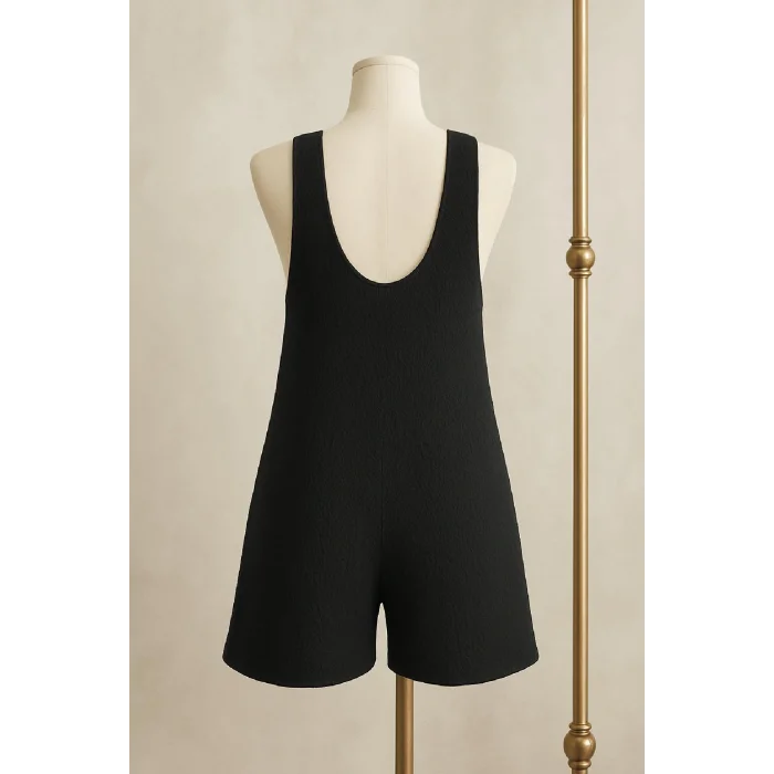 Kadın Siyah Mini Cepli Tulum Plaj Elbisesi – Şık, Rahat ve 4 Mevsim Kullanıma Uygun