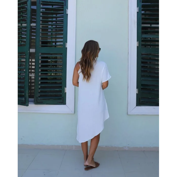 Kadın Tek Omuzu Açık Askılı Asimetrik Kesim Detaylı Bluz