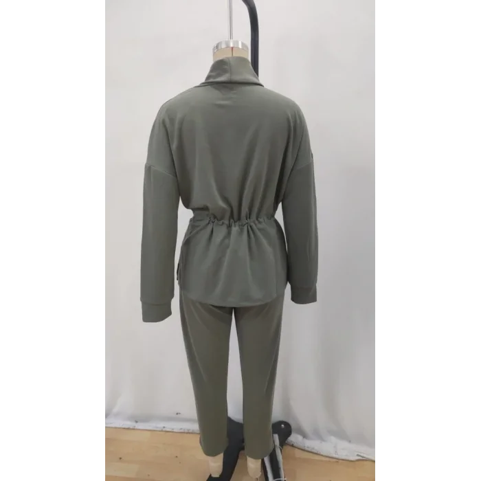 Kadın Uzun Kollu Balıkçı Yaka Belden Lastikli Modal Bluz Ve Pantolon Ikili Takım