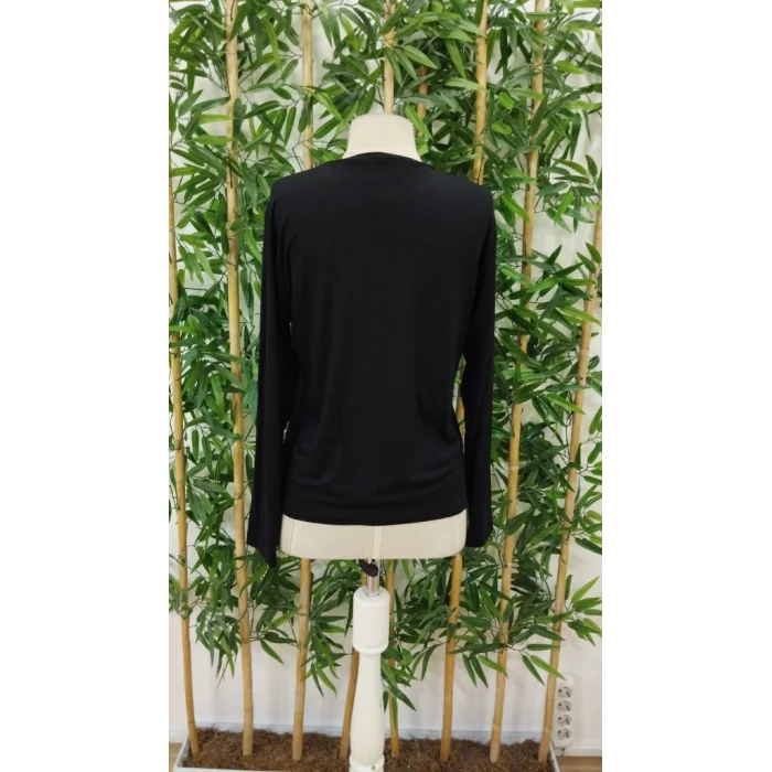 Kadın Uzun Kollu Bisiklet Yaka Baskılı Iki Iplik Bluz