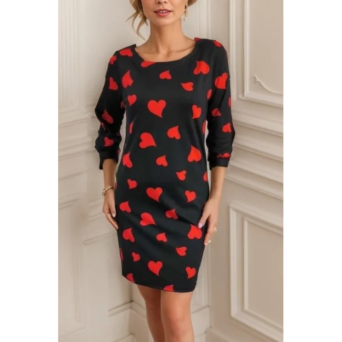 Kadın Uzun Kollu Bisiklet Yaka Dalgıç Mini Boy Elbise