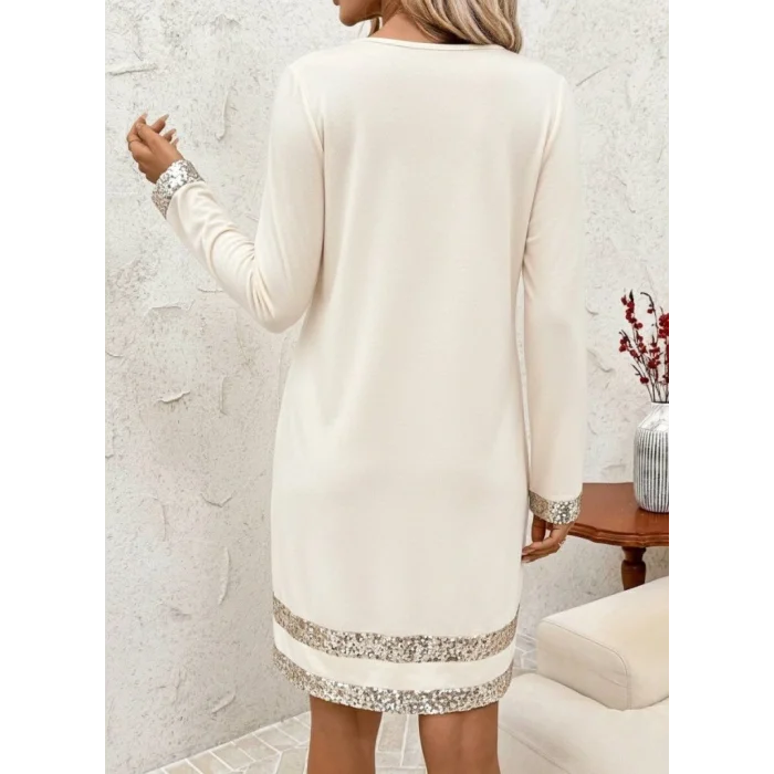 Kadın Uzun Kollu Bisiklet Yaka Mini Ithal Krep Elbise