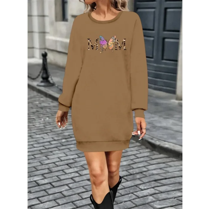 Kadın Uzun Kollu Bisiklet Yaka Viskon Iki Iplik Elbise