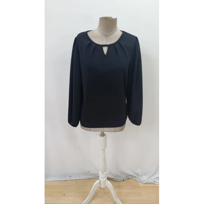 Kadın Uzun Kollu Damla Detaylı Ithal Krep Bluz