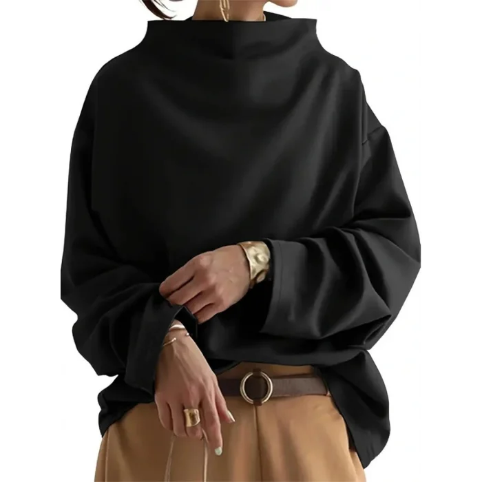 Kadın Uzun Kollu Geniş Balıkçı Yaka Modal Bluz