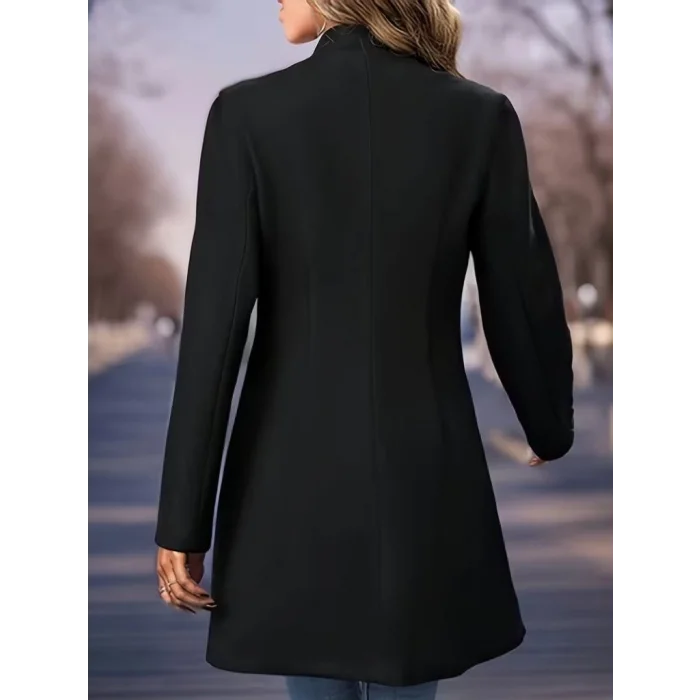 Kadın Uzun Kollu Hakim Yakalı önden Düğmeli Ithal Kaşe Astarsız Kısa Kaban